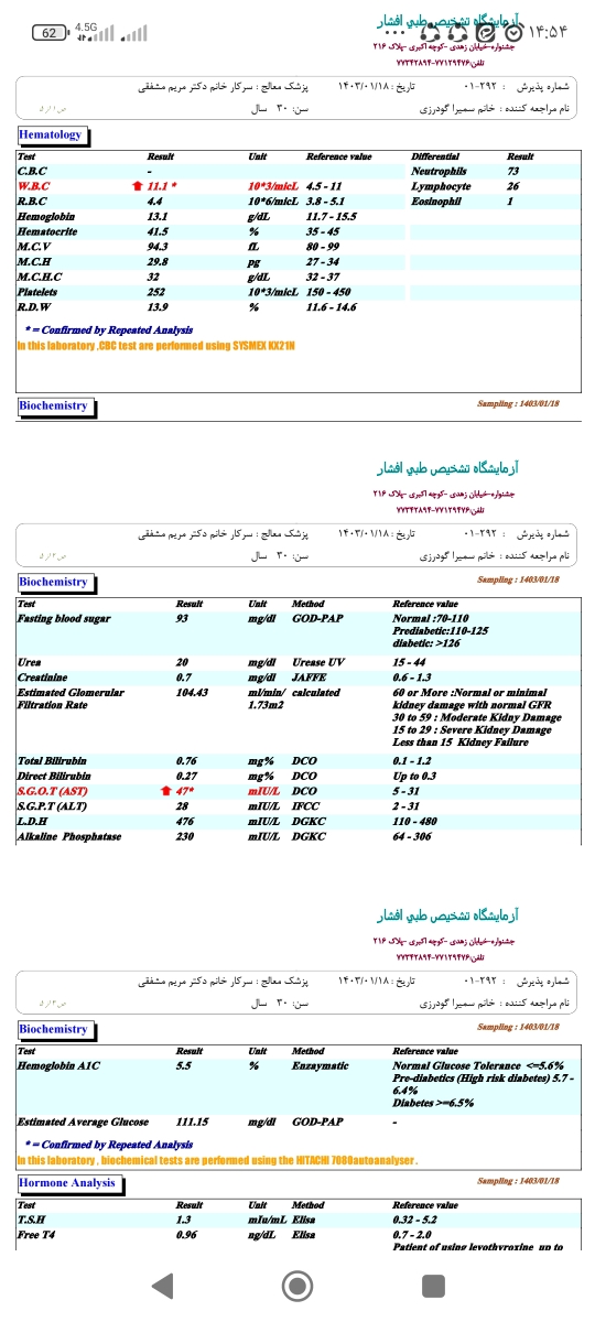 تفسیر جواب ازمایش ادرار در بارداری