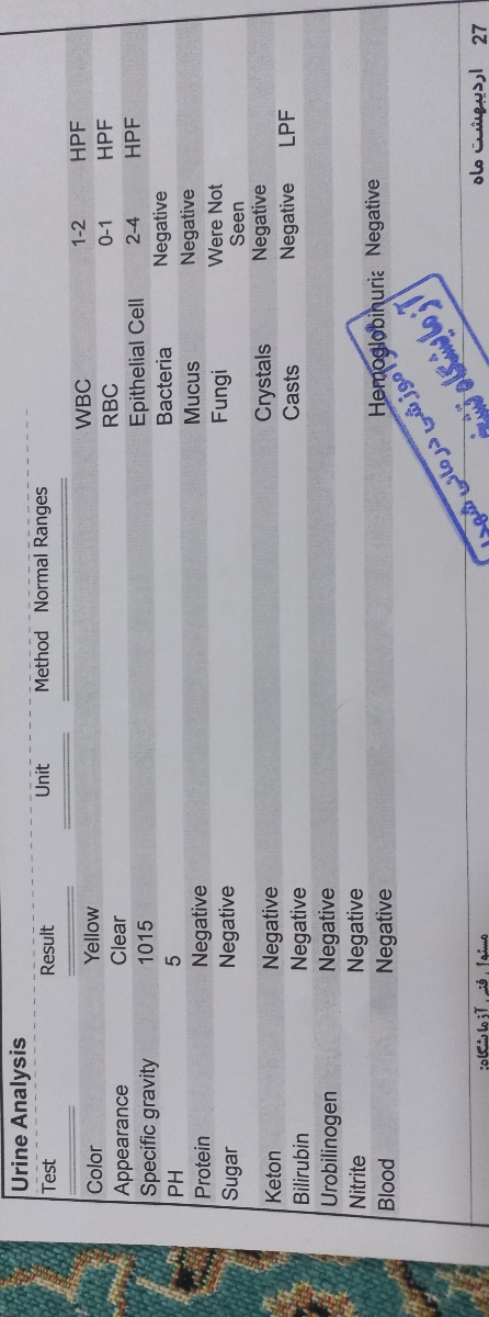 سلام پزشک اوما خسته نباشید جواب آزمایشمو تفسیر کنید