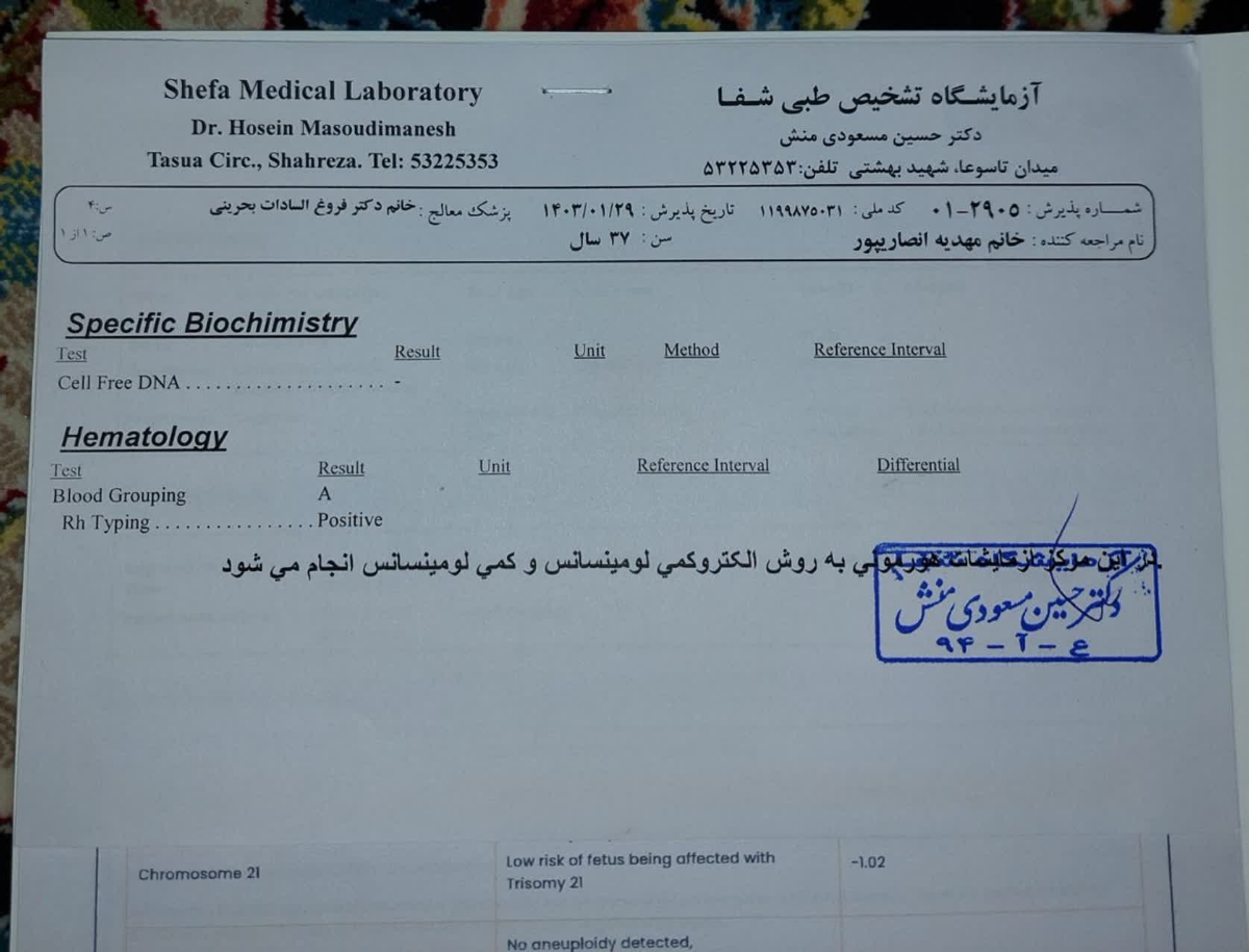 سلام خانم دکتر میشه آزمایش مرحله دوم من رو ببینید سلام خانم دکتر میشه آزمایش مرحله دوم من رو ببینید