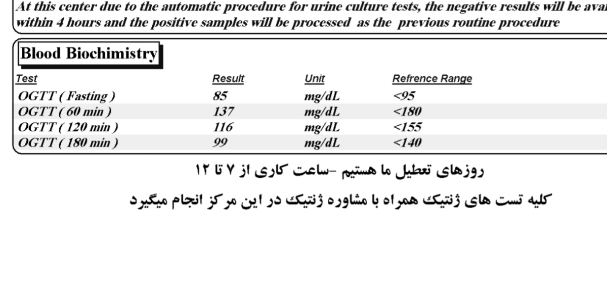 تحلیل آزمایش قند بارداری