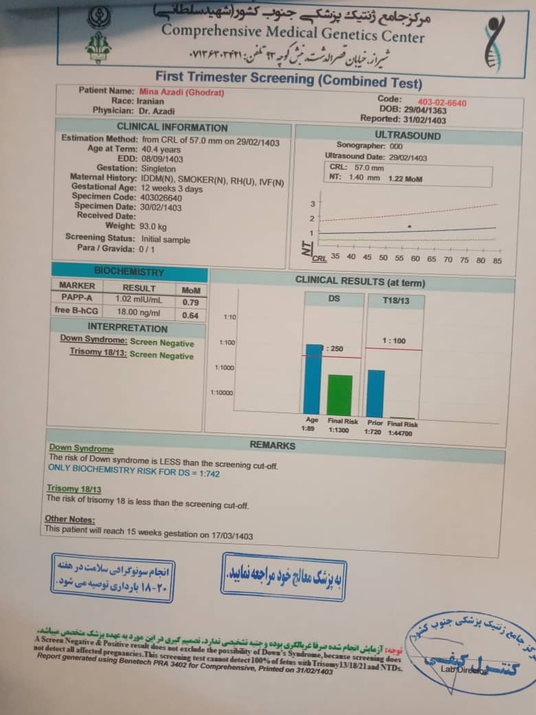 تفسیر جواب آزمایش غربالگردی