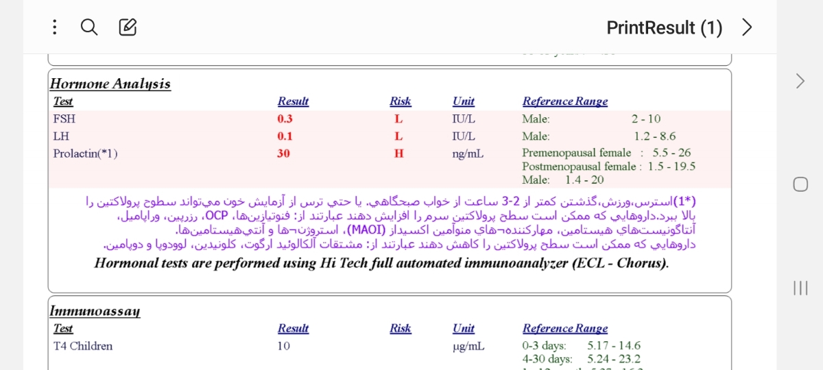 تفسیر آزمایش هورمونی نوزاد