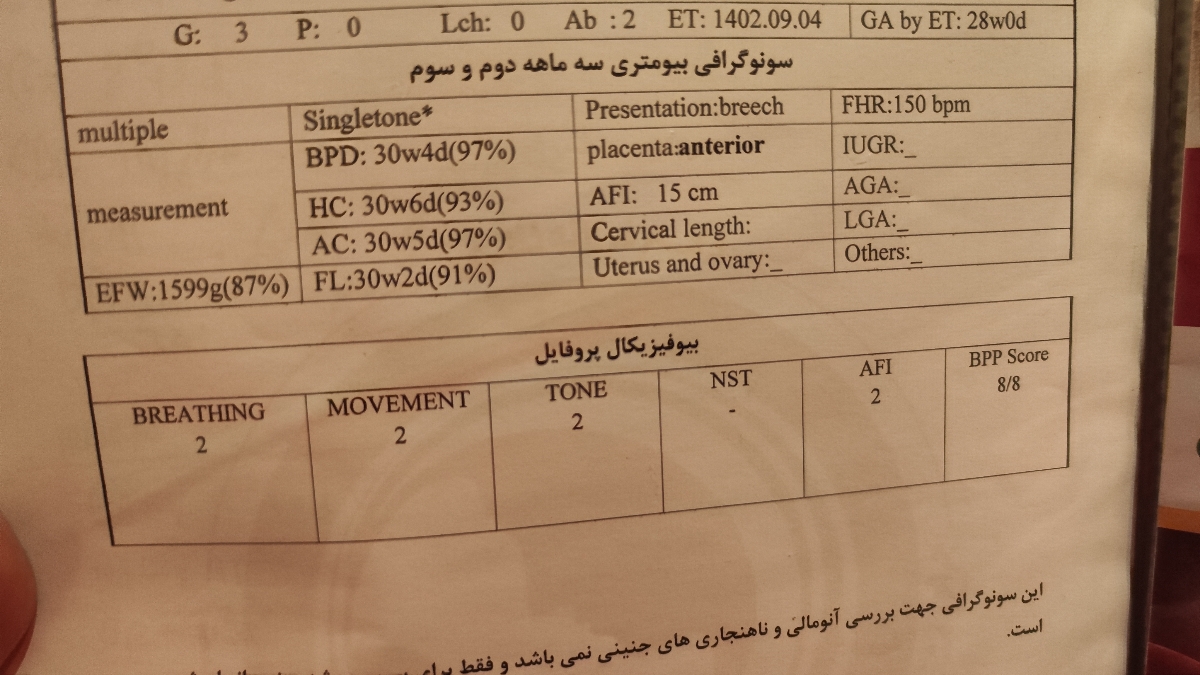 سونو رشد جنین هفته 28