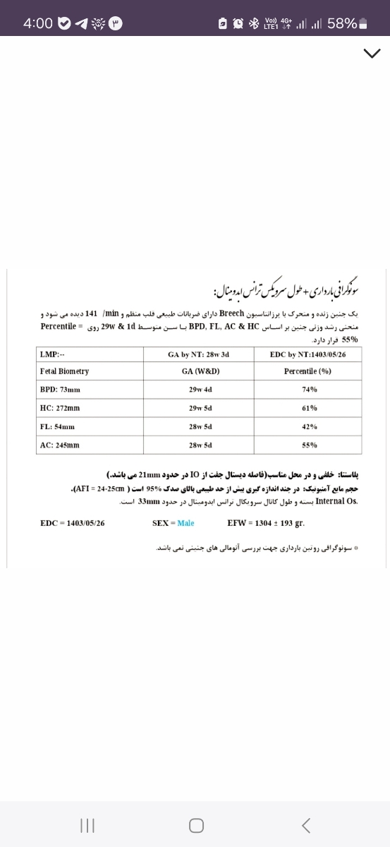 تفسیر سونو ۲۸ و آزمایش خون