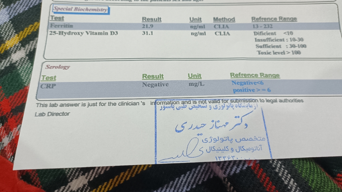 سلام خانم دکتر عزیز. تفسیر چکاب آزمایش