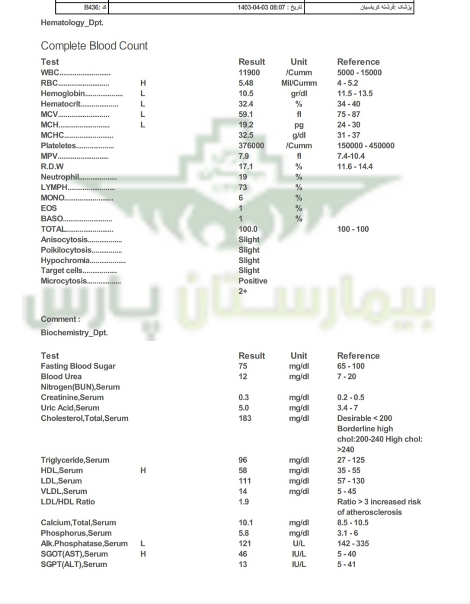 تفسیر جواب آزمایش