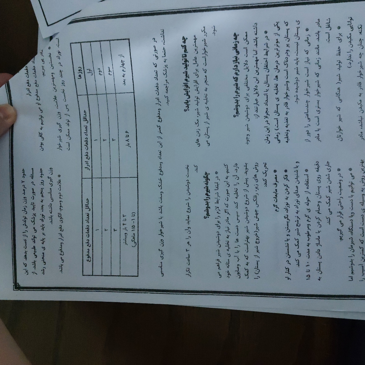 اینم هست بابت تعداد مدفوع نوزاد