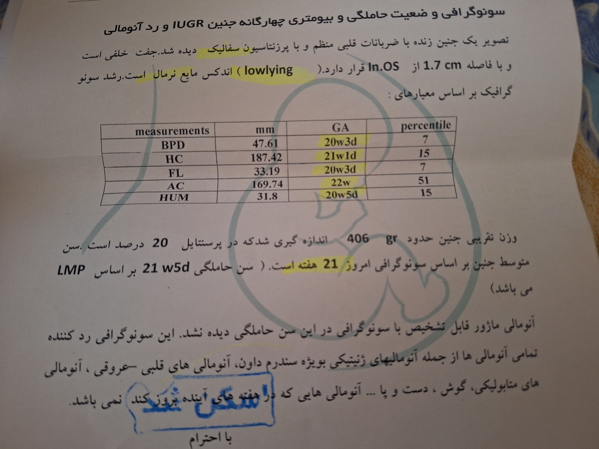 آنومالی هفته۲۱ هفته و۴ روز بودم