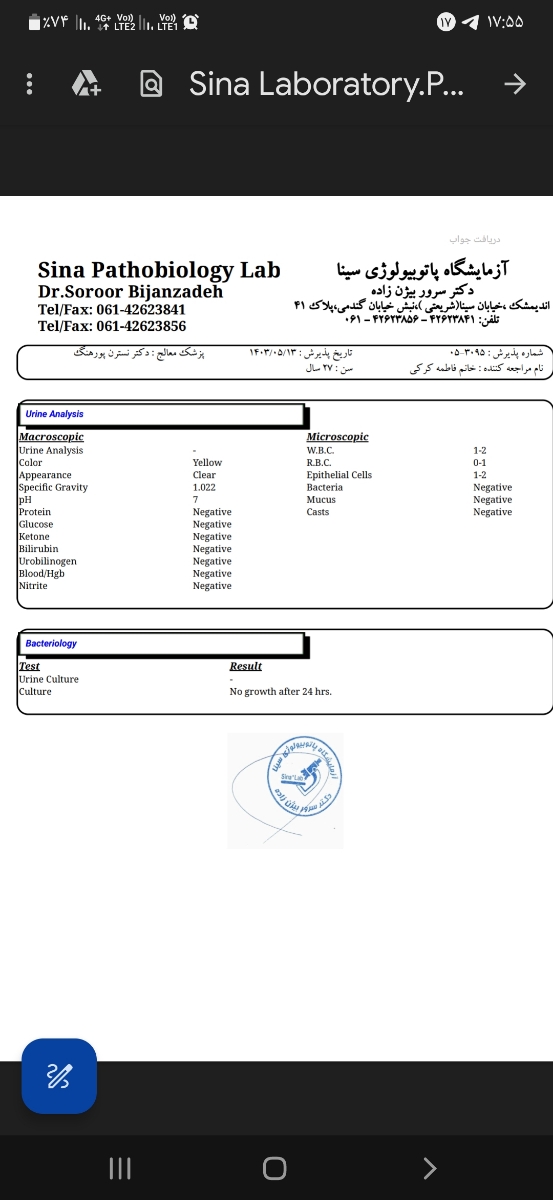 تفسیر سونو بیوفیزیکال و سوزش ادرار