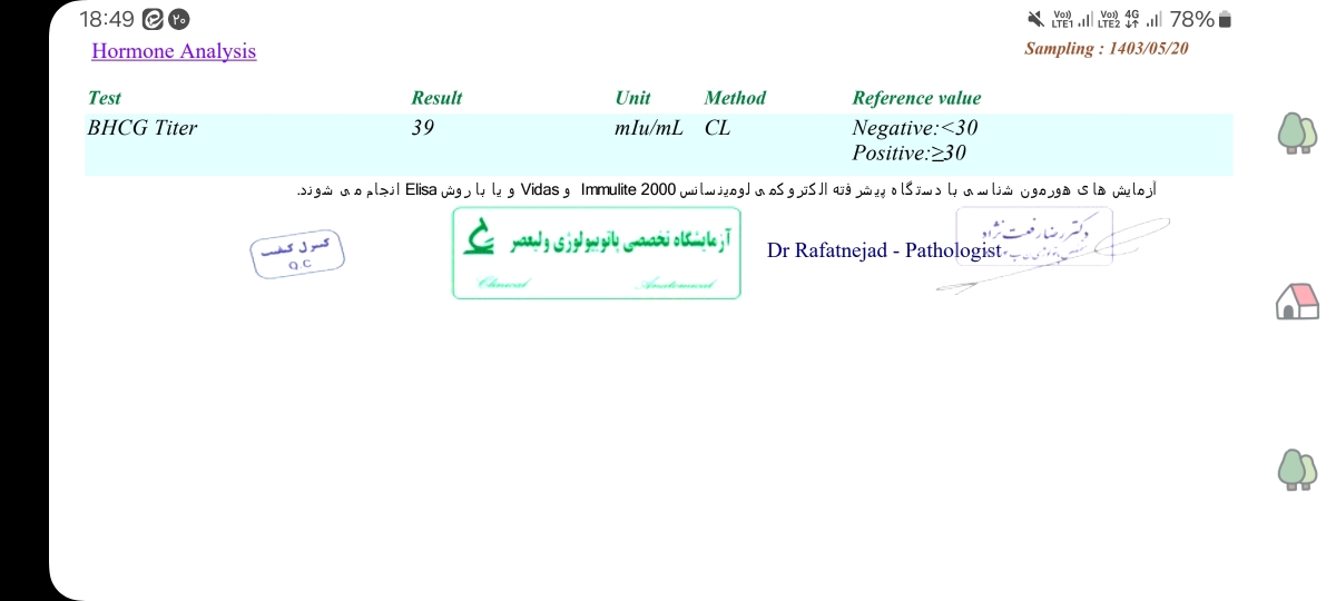 علت تیتر بتا مثبت ولی ضعیف بعد از iui چیه؟