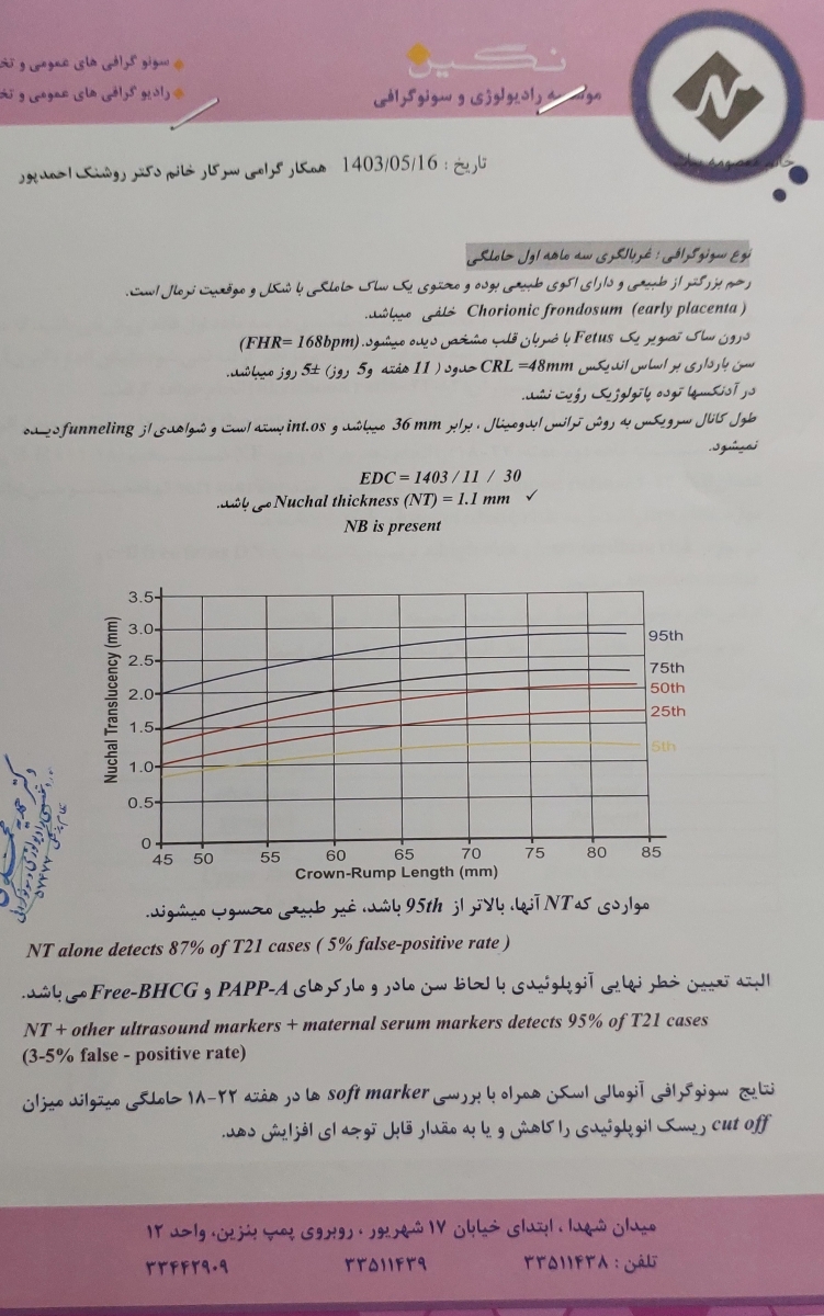 تفسیر جواب آزمایش nipt