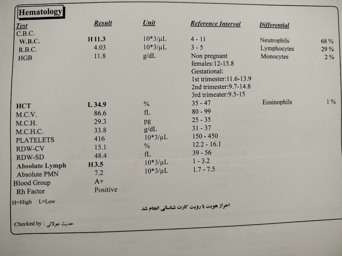 تفسیر ازمایش خون بارداری