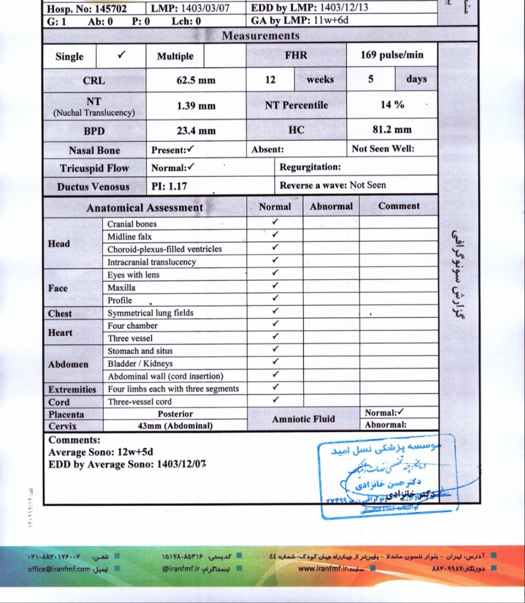 سونوگرافی و غربالگری اول