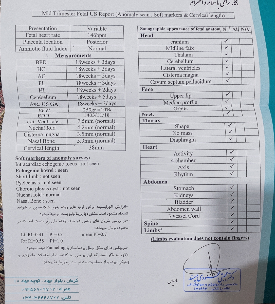 تفسیر جواب سونوگرافی آنومالی