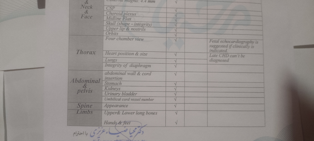 تفسیر سونو گرافی آنومالی لطفاً