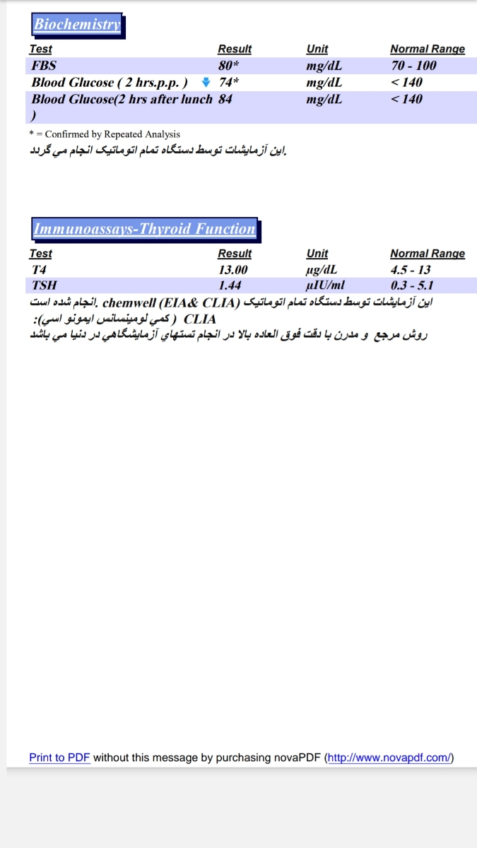 تفسیر آزمایش قند و تیروئید تفسیر آزمایش قند و تیروئید