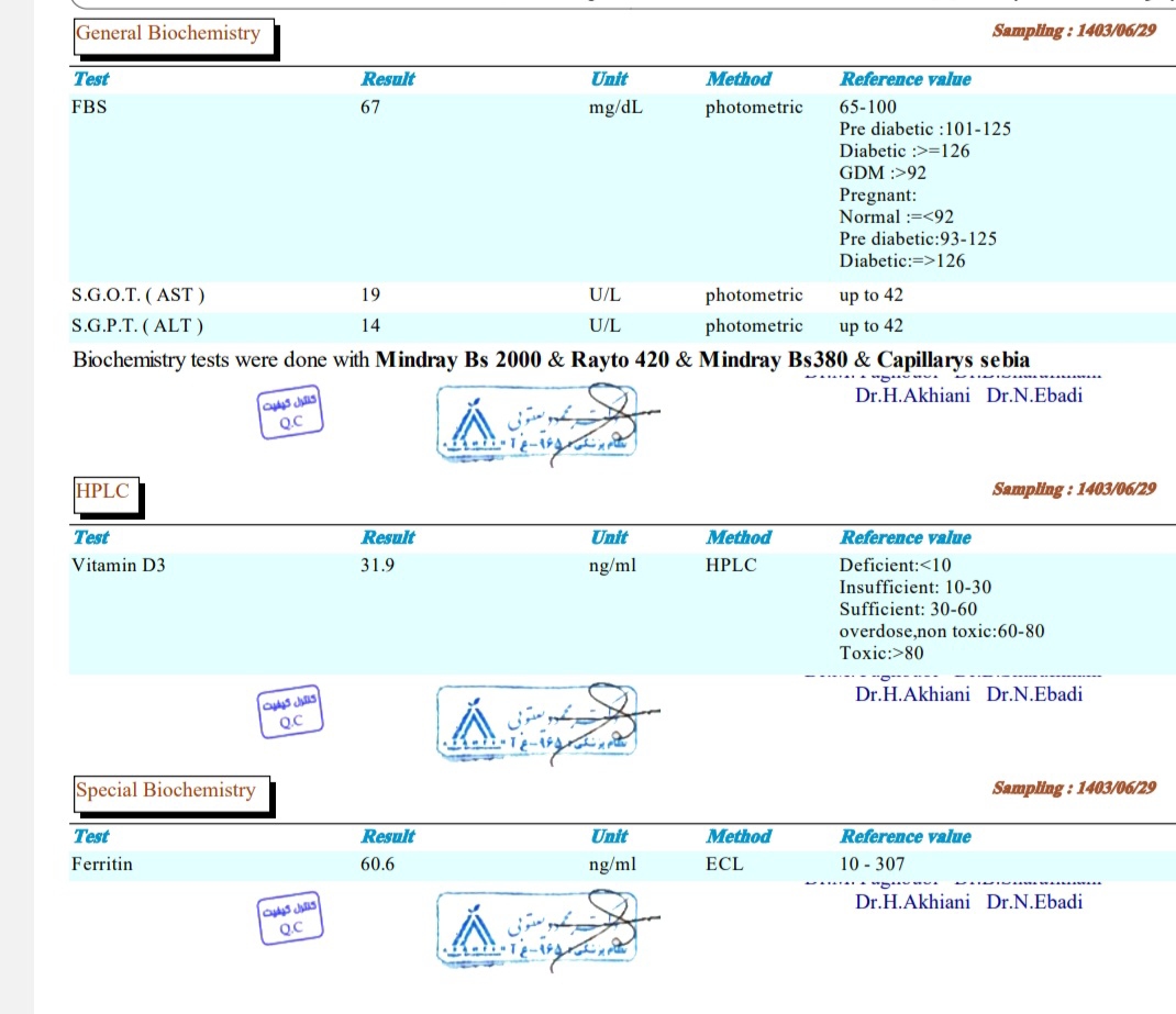 سلام پزشک محترم جواب آزمایش منو ممنون میشم یه نگاه بندازید