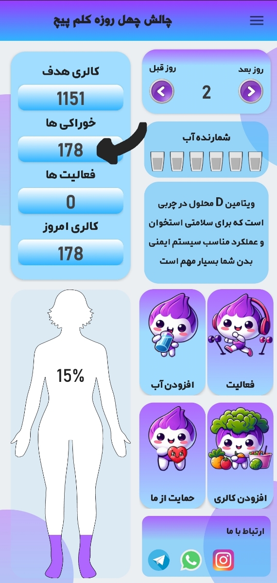 اینجا کالری چیزایی ک در طول روز میخوریم رو میزنه