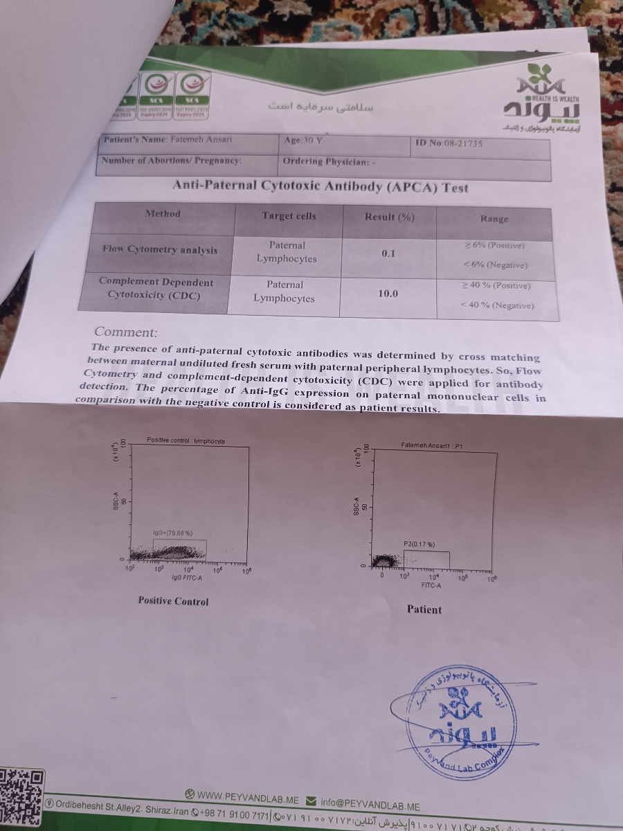 جواب ازمایش سقط مکرر