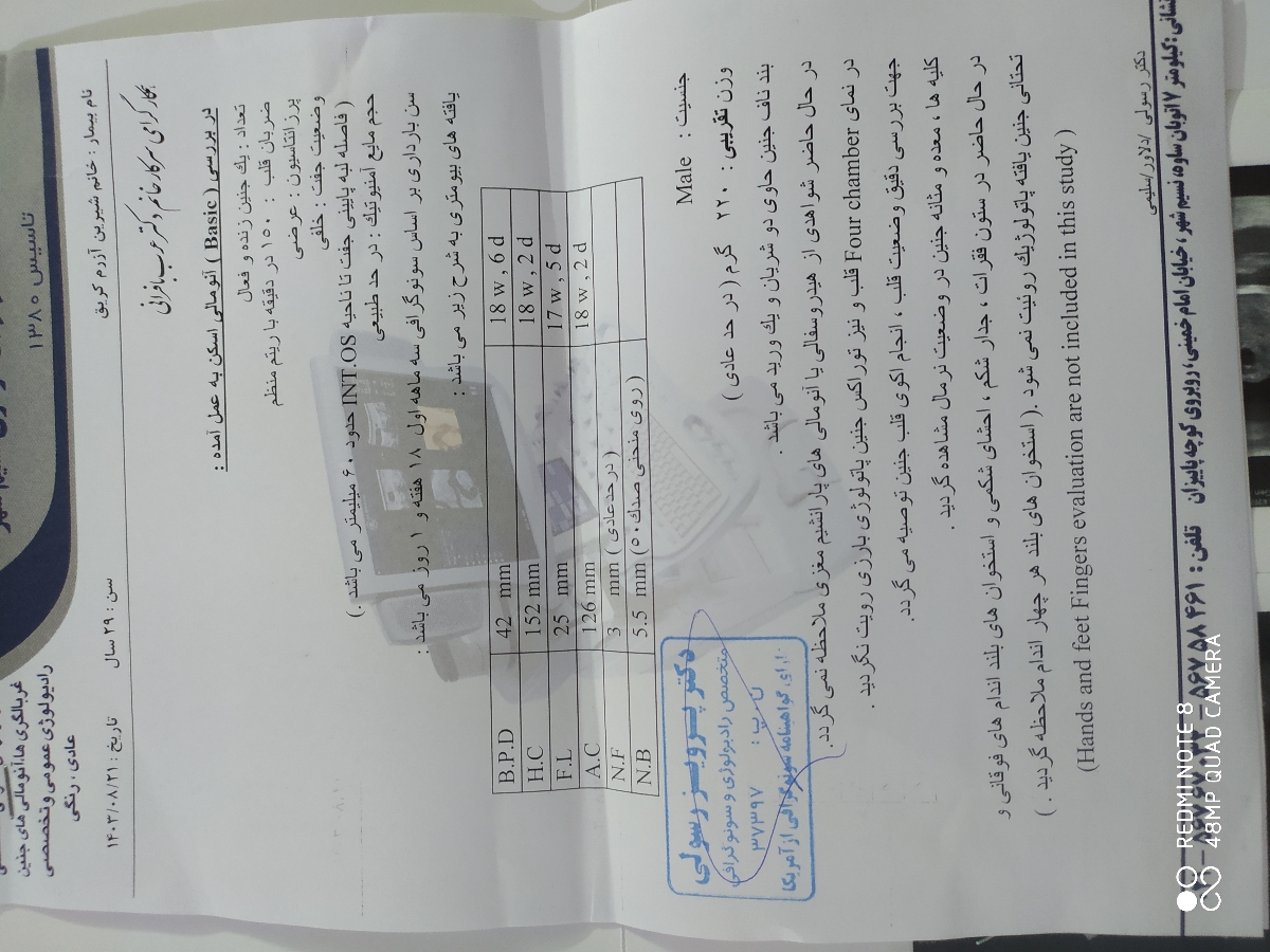 دکتر جان لطفا سونوگرافی را تفسیر کنید