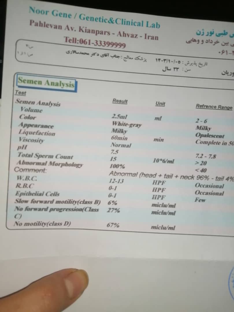 سلام دوستان تفسیر جواب آزمایش