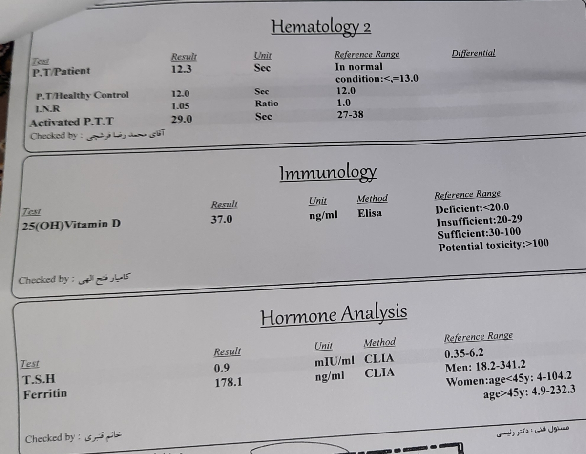 تفسیر جواب آزمایش