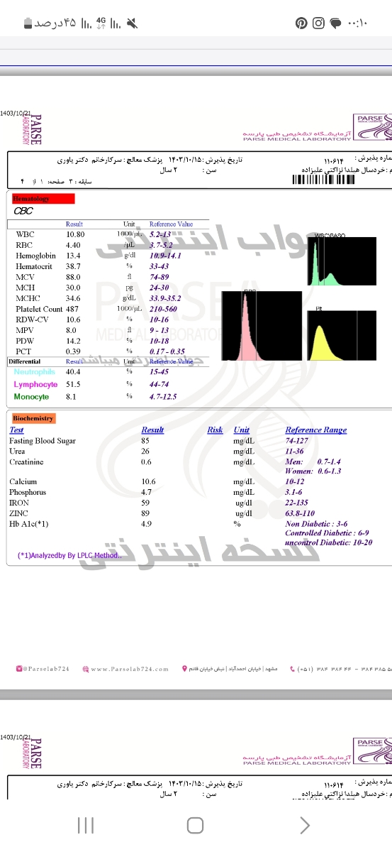 تفسیر ازمایش دو سالگی