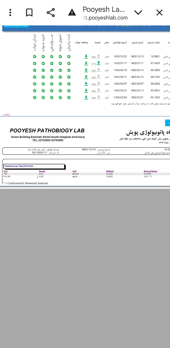 خانم دکتر میشه ازمایش منو ببینید