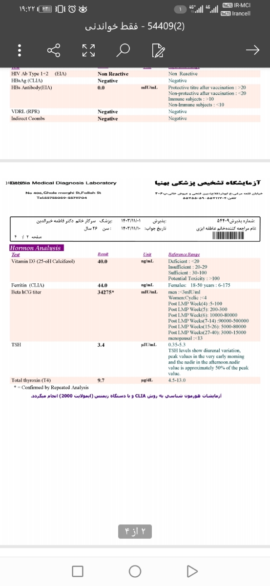 میشه ازمایش منو تفسیر کنین