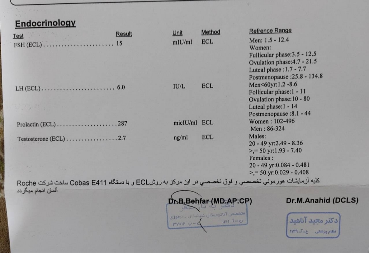 تفسیر آزمایش هورمونی همسرم