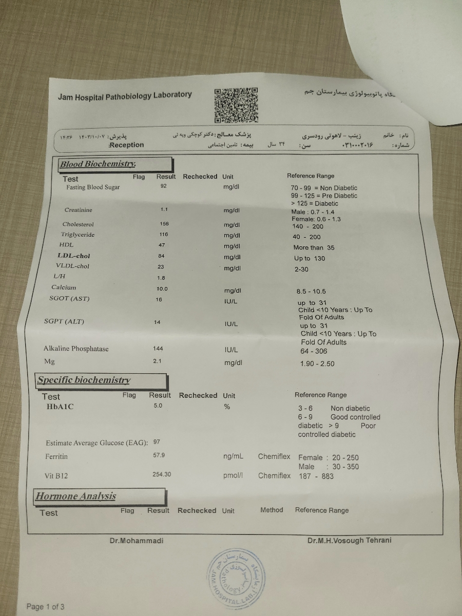 لطفا جواب آزمایش منو ببینید دکتر جان