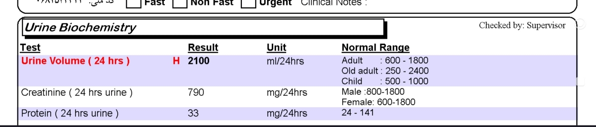 تفسیر ازمایش ادرار ۲۴ ساعت