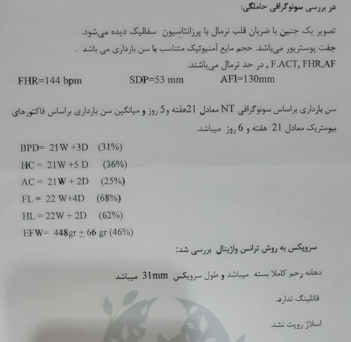 تفسیر سونوی ۲۲ هفتگی