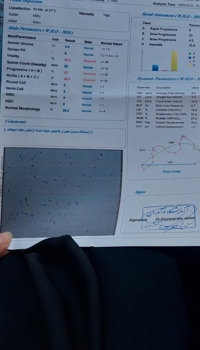 تفسیر ازمایش اسپرم(سمن) برای اقدام به بارداری
