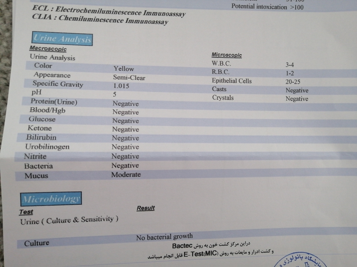 تفسیر جواب آزمایش ادرار