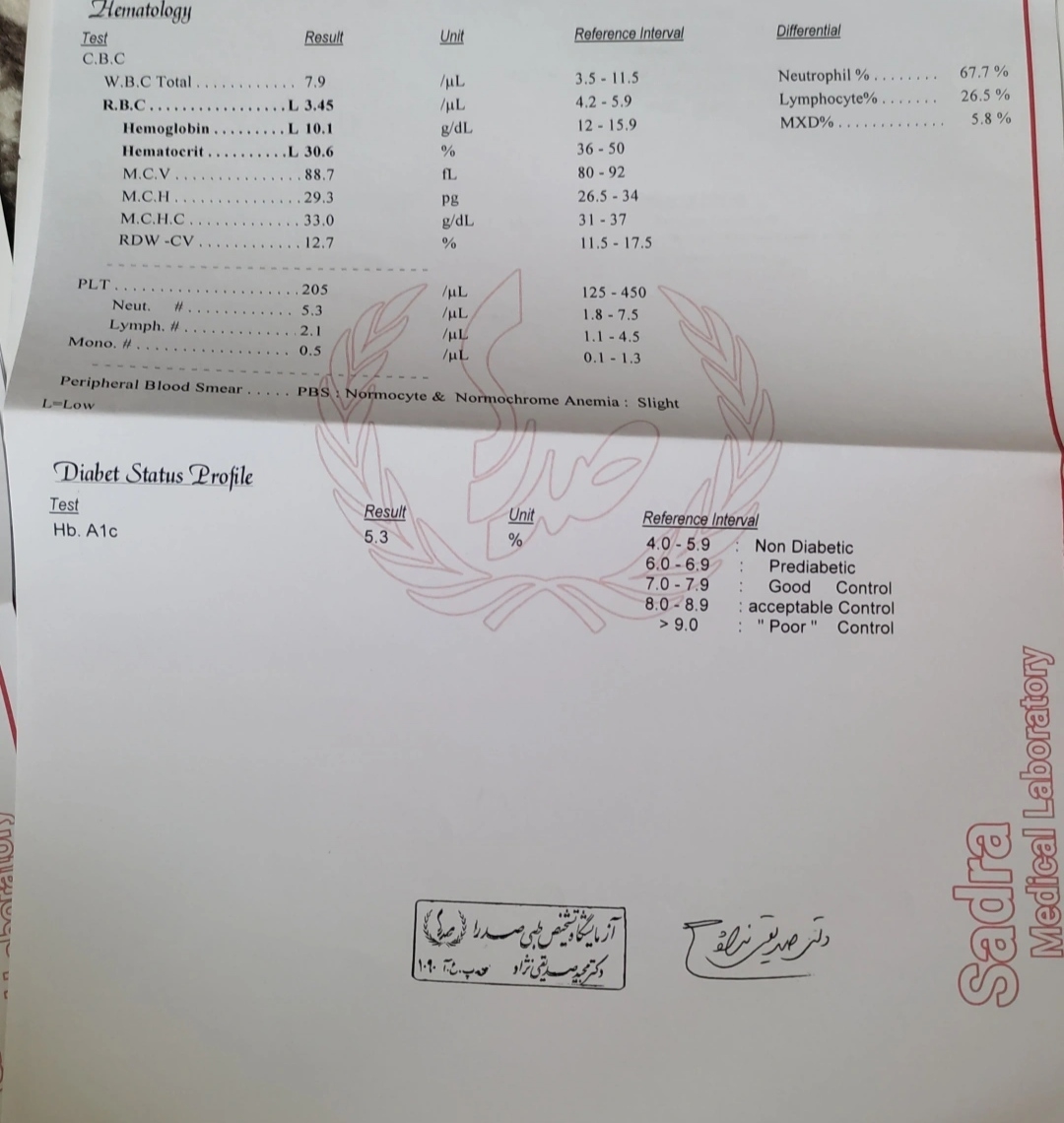 تفسیر آزمایش دیابت و خون