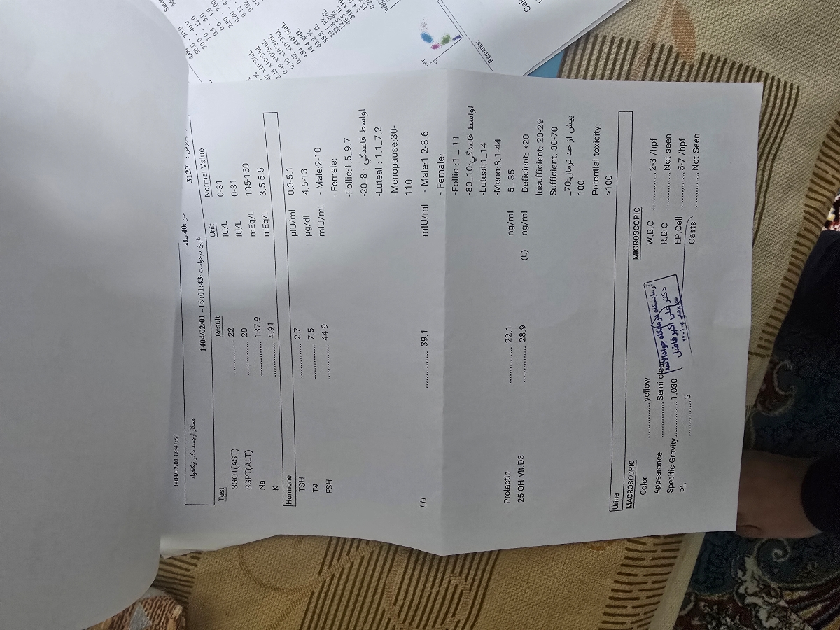 بررسی چکاب خانم ۴۰ ساله بررسی چکاب خانم ۴۰ ساله