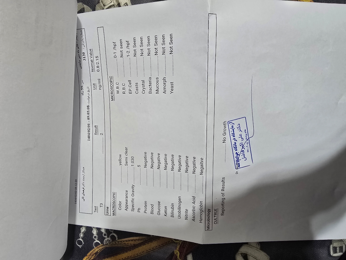 بررسی چکاب خانم ۵۹ ساله بررسی چکاب خانم ۵۹ ساله