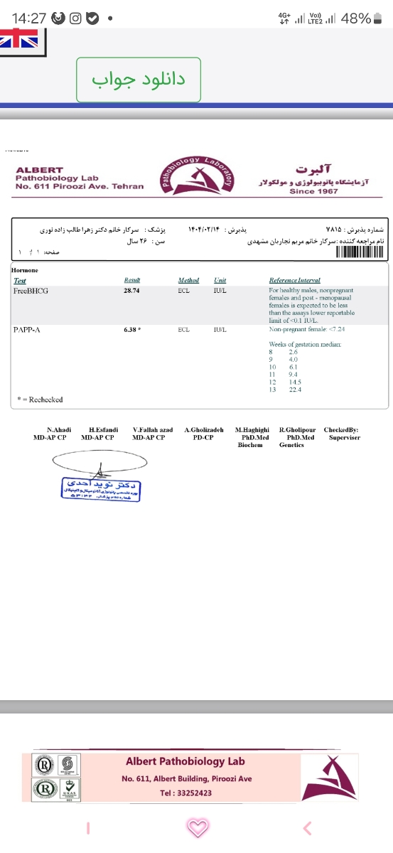 تفسیر جواب آزمایش nt