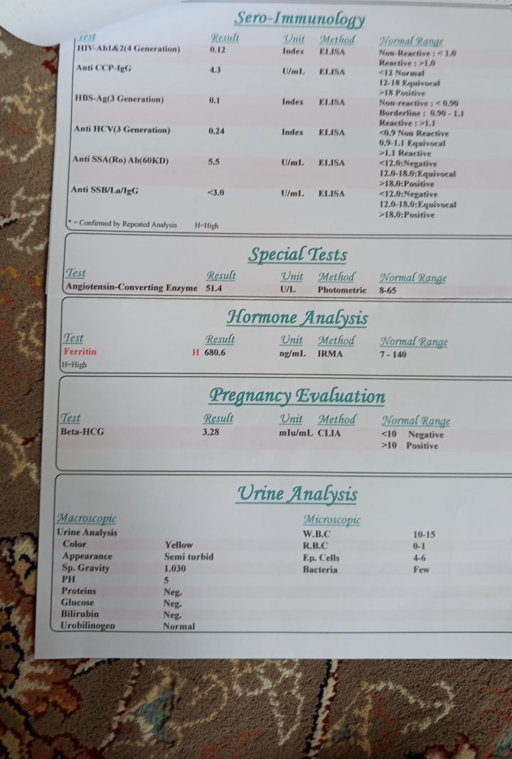 تفسیر جواب ازمایش اورژانسی