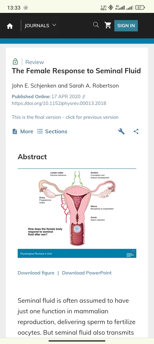 The Female Response to Seminal Fluid
https://journals.physiology.org/doi/full/10.1152/physrev.00013.2018?utm_source=chatgpt.com The Female Response to Seminal Fluid
https://journals.physiology.org/doi/full/10.1152/physrev.00013.2018?utm_source=chatgpt.com