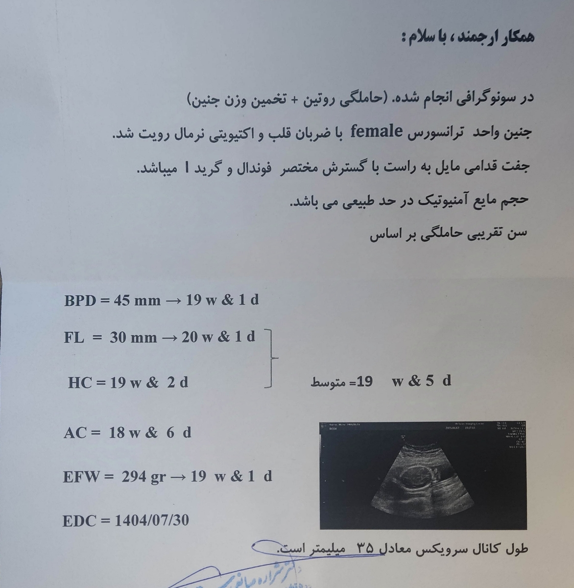 تفسیر سونو بارداری تفسیر سونو بارداری