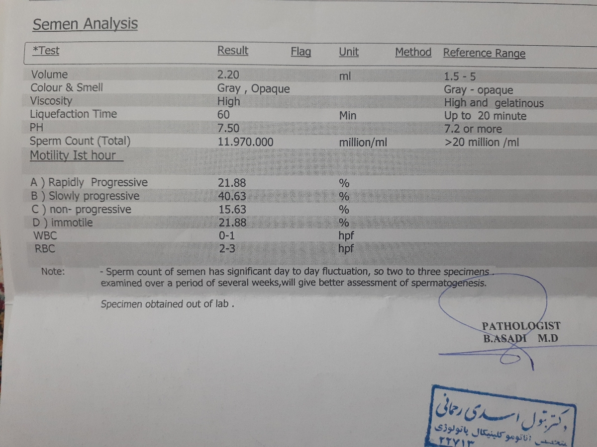تفسیر آزمایش اسپرم