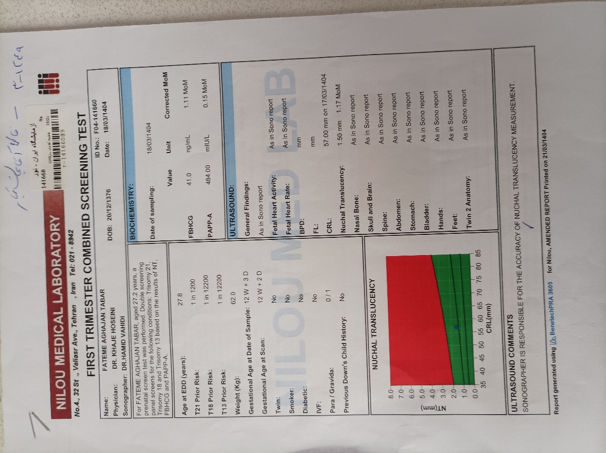 تفسیر ازمایش غربالگری اول