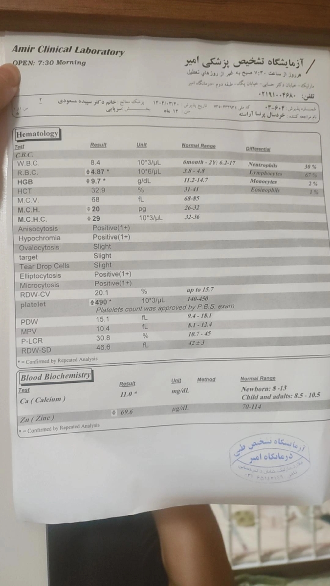 جواب آزمایش یک سالگی جواب آزمایش یک سالگی
