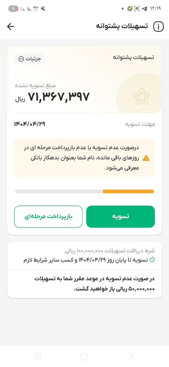 تا آخر ماه وقت داده برا تسویه 