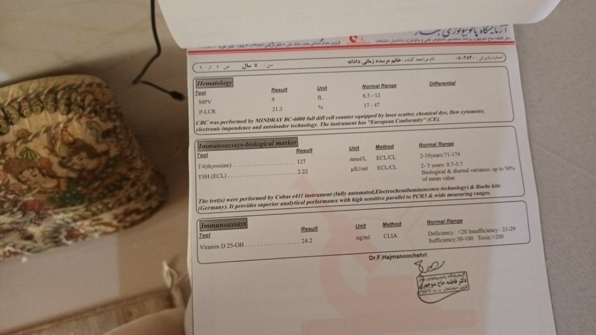 تفسیر ازمایش کودک ۵ساله