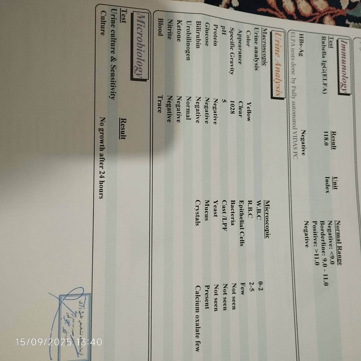خانم دکتر تفسیر آزمایش