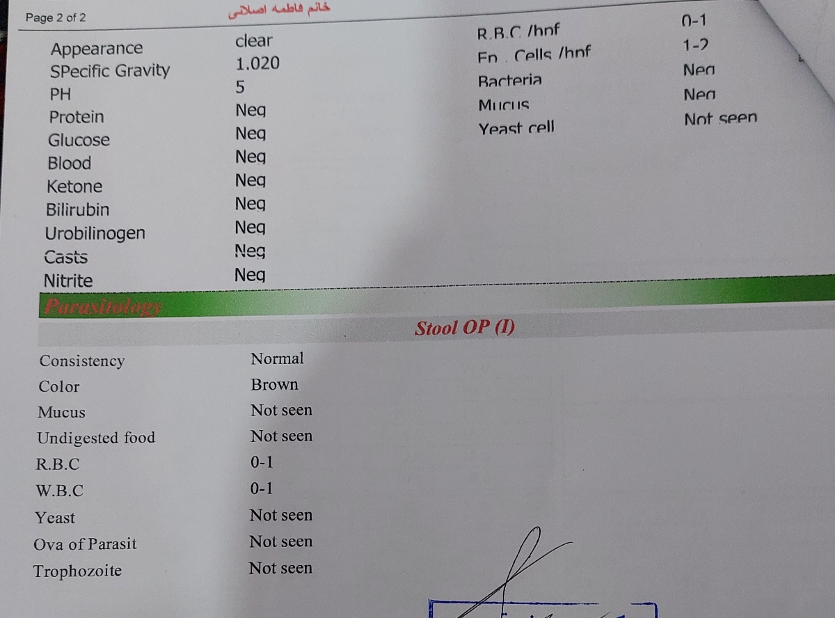 میشه جواب آزمایشارو تفسیر کنید