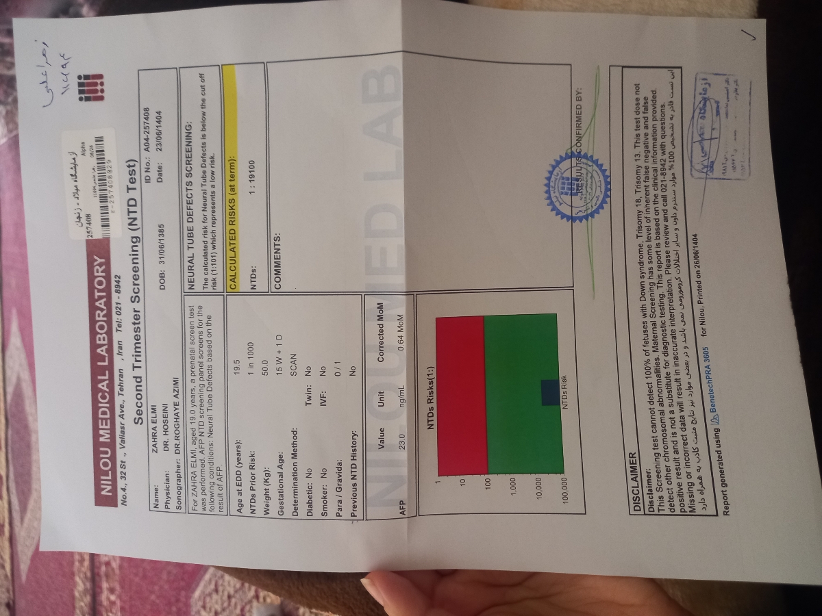 ببخشید دکتر جان میشه جواب ازمایش غربالگری دوم من رو هم ببینید ،خوبه؟